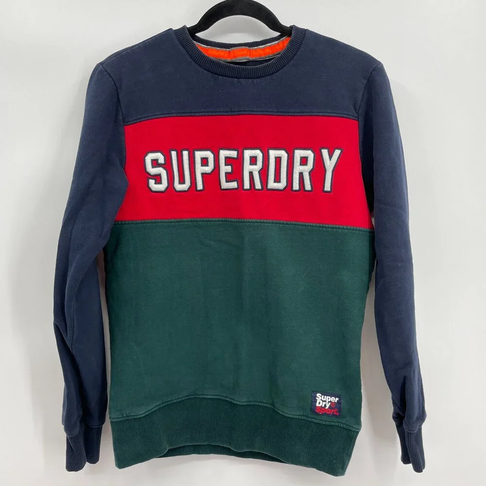 SUPERDRY Embroidered Color Block Crewneck Sweater Size S
